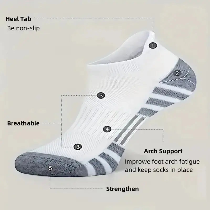 12 Pairs Men Breathable Sports Ankle Socks Arch Support Design for All Seasons Comfortable Durable Running Fitness Casual Socks Fit2Great