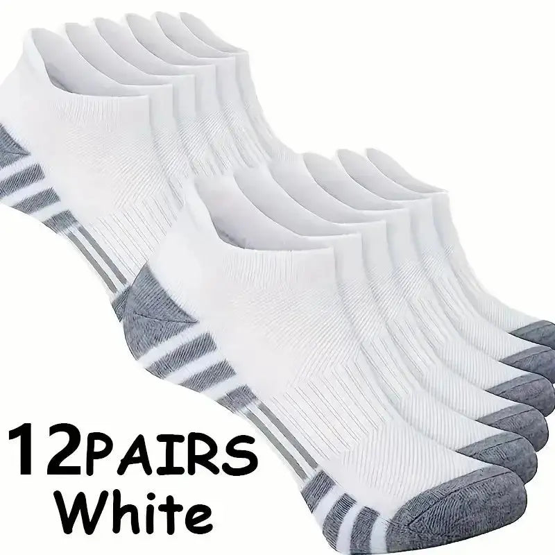 12 Pairs Men Breathable Sports Ankle Socks Arch Support Design for All Seasons Comfortable Durable Running Fitness Casual Socks Fit2Great