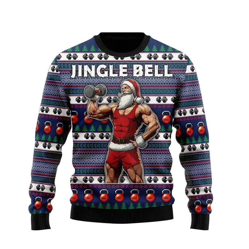 2025 Fitness Ugly Christmas Sweatshirts For Women Clothes Sport Gym Power Lifting Men Ugly Sweater Dumbbel Unisex Pullovers Tops Fit2Great