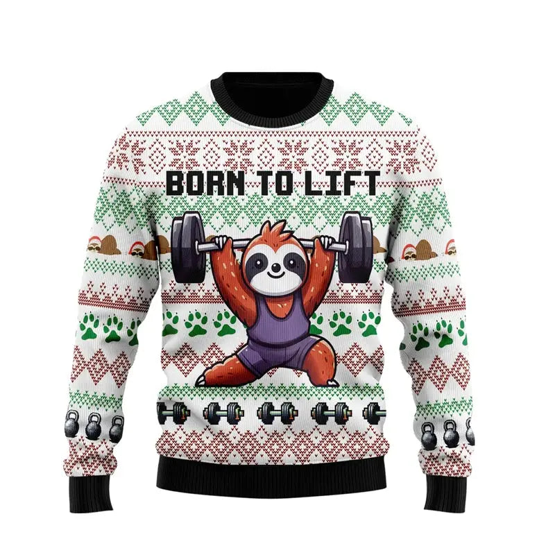 2025 Fitness Ugly Christmas Sweatshirts For Women Clothes Sport Gym Power Lifting Men Ugly Sweater Dumbbel Unisex Pullovers Tops Fit2Great