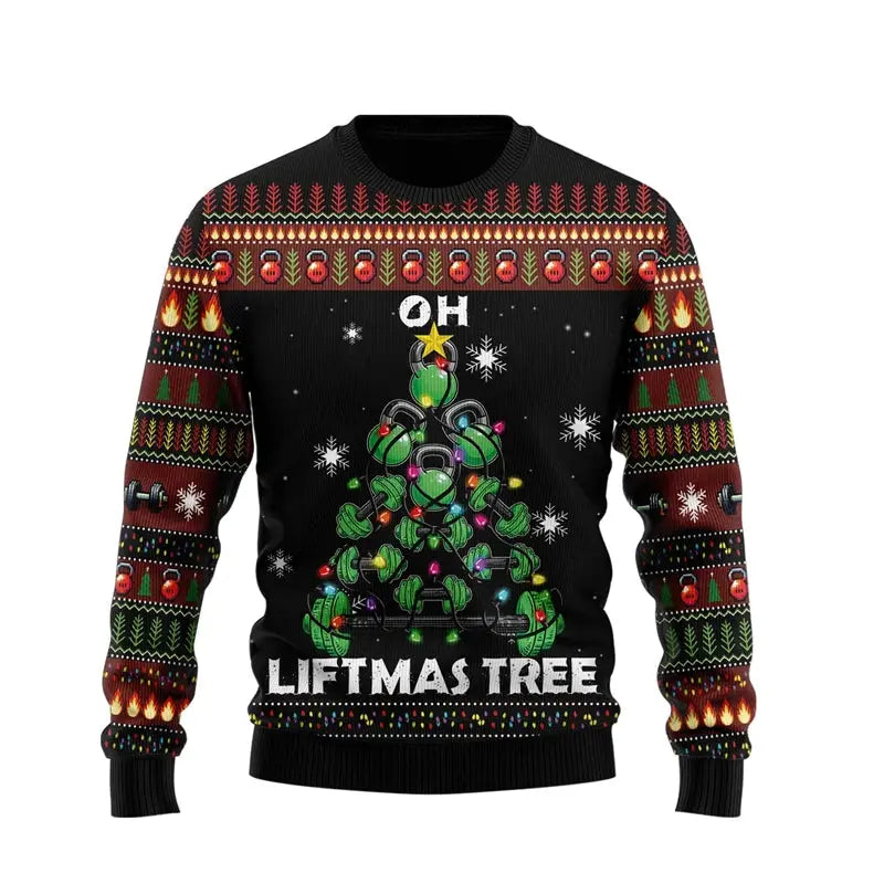 2025 Fitness Ugly Christmas Sweatshirts For Women Clothes Sport Gym Power Lifting Men Ugly Sweater Dumbbel Unisex Pullovers Tops Fit2Great