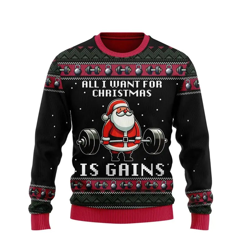 2025 Fitness Ugly Christmas Sweatshirts For Women Clothes Sport Gym Power Lifting Men Ugly Sweater Dumbbel Unisex Pullovers Tops Fit2Great