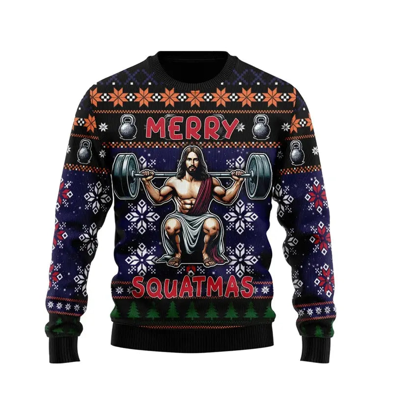 2025 Fitness Ugly Christmas Sweatshirts For Women Clothes Sport Gym Power Lifting Men Ugly Sweater Dumbbel Unisex Pullovers Tops Fit2Great