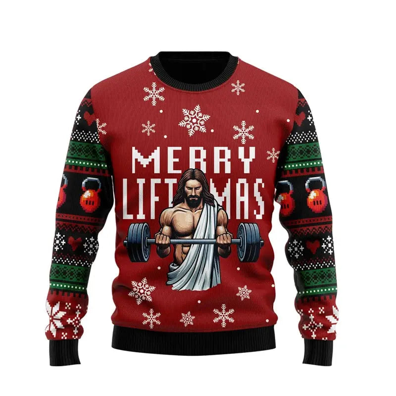 2025 Fitness Ugly Christmas Sweatshirts For Women Clothes Sport Gym Power Lifting Men Ugly Sweater Dumbbel Unisex Pullovers Tops Fit2Great