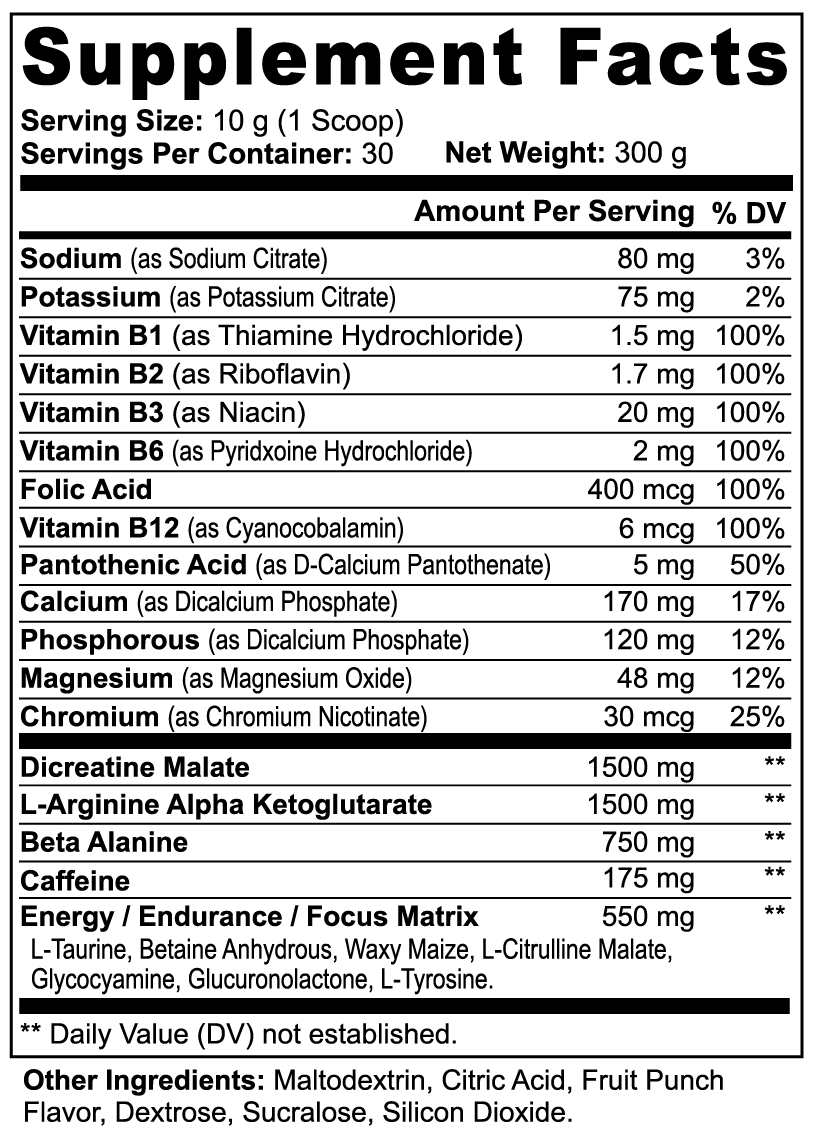 Nitric Shock Pre-Workout Powder (Fruit Punch) Fit2Great