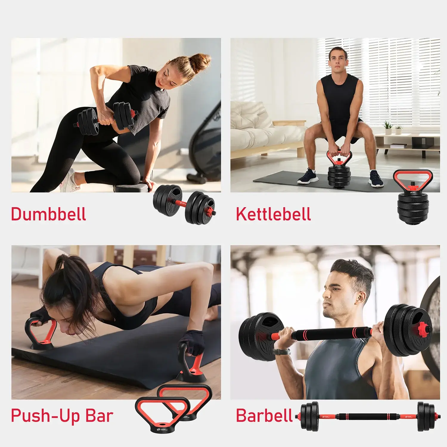 3-in-1 Dumbbell Barbell Set 20kg Weights Dumbbell Bars Adjustable Dumbbells Dumbbell Set for Strength Training Fitness Home Gym Fit2Great