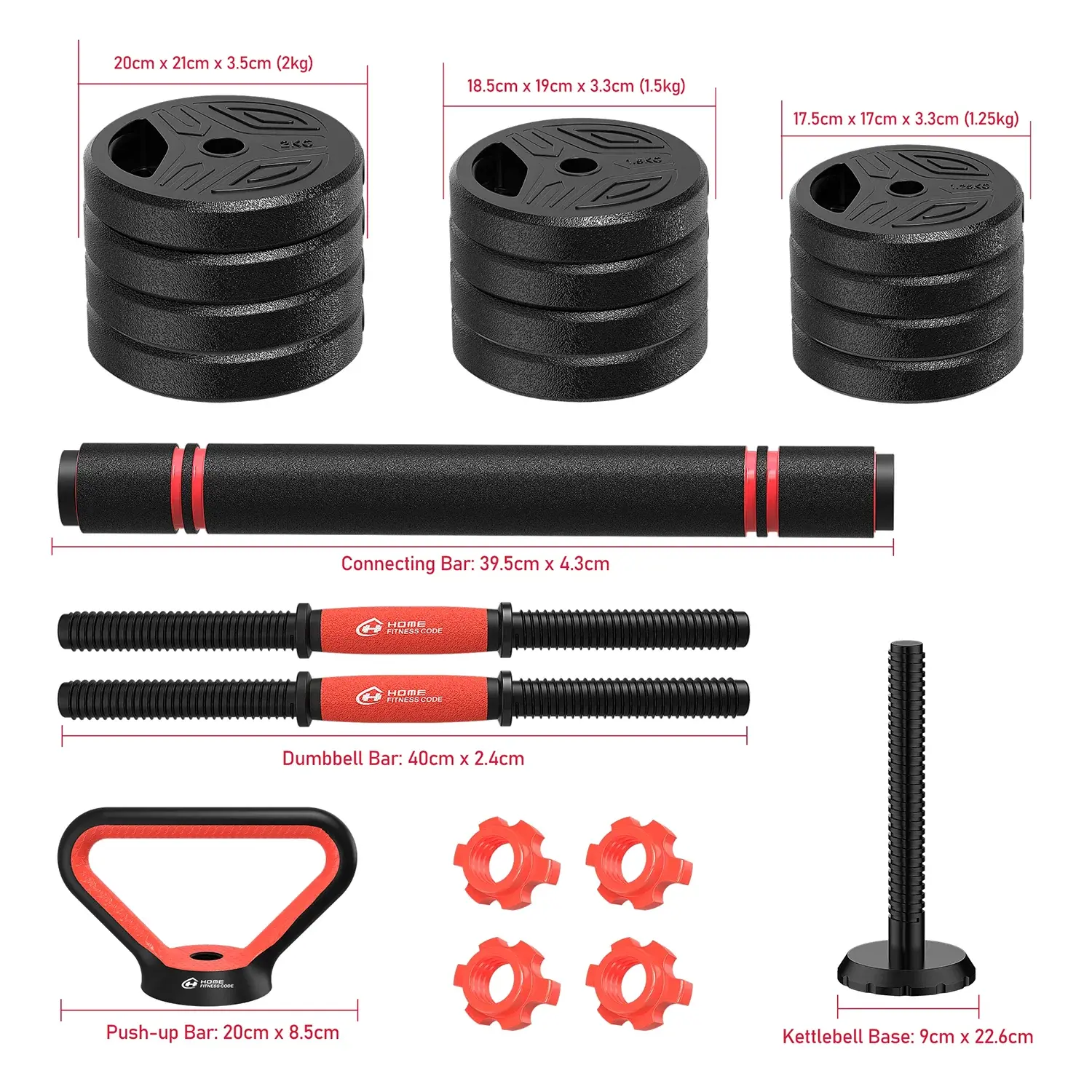 3-in-1 Dumbbell Barbell Set 20kg Weights Dumbbell Bars Adjustable Dumbbells Dumbbell Set for Strength Training Fitness Home Gym Fit2Great