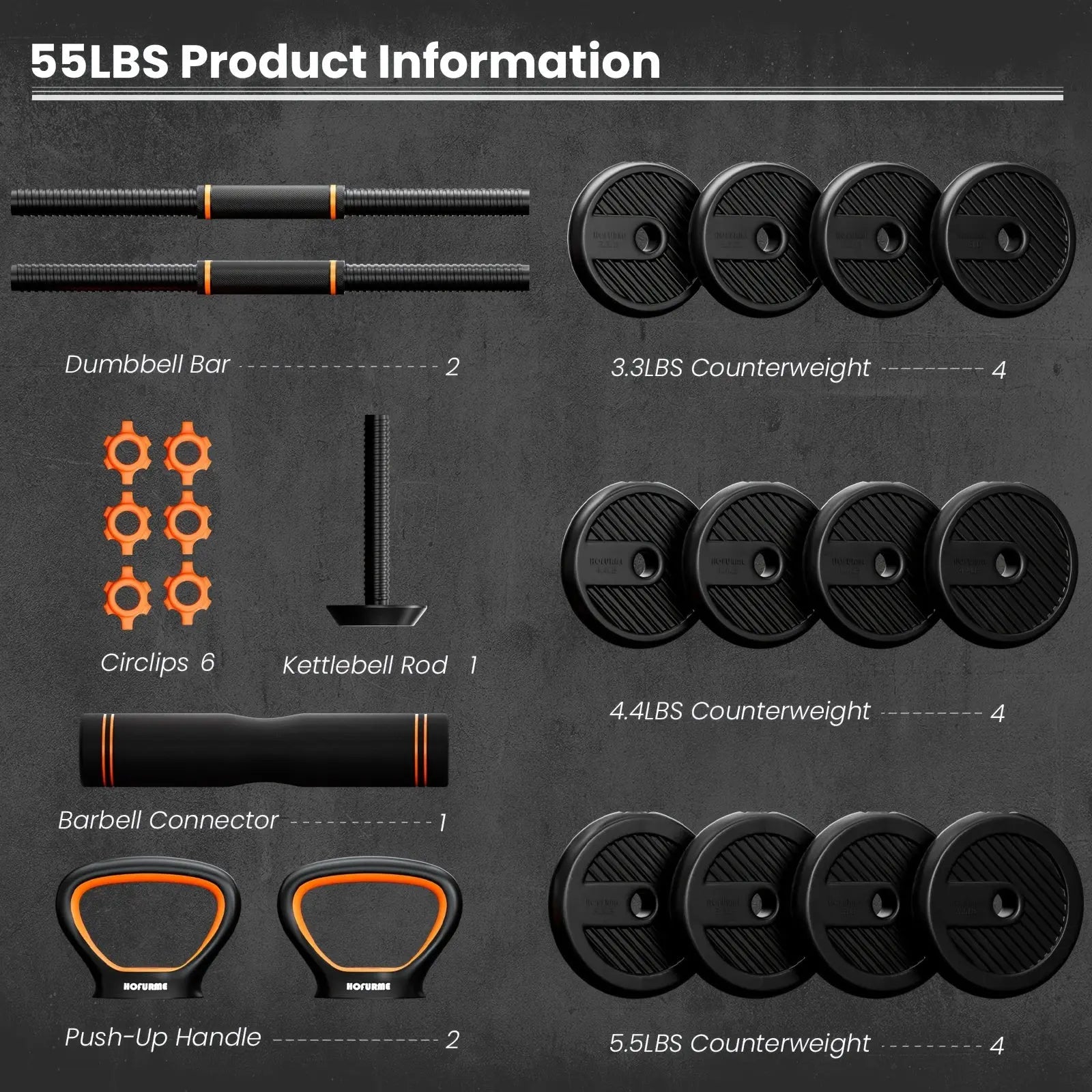 Adjustable Dumbbells Set, 77lbs/55lbs/33lbs 4 In1 Weight Dumbbells Set With Connector Used As Barbell, Kettlebells, Push Up Stand, Fitness Exercises For Home Gym Suitable Men & Women Fit2Great