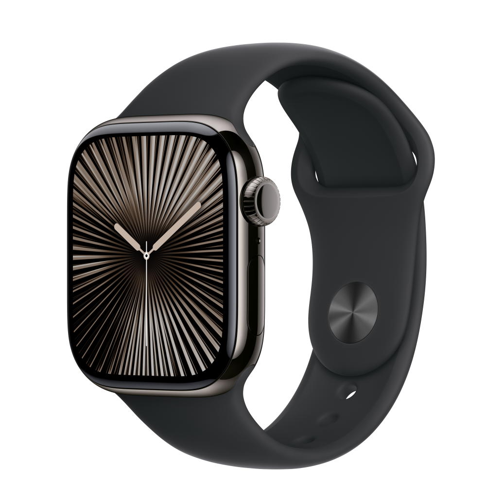 Apple Watch S10 Cellular 42mm szürke titántok, fekete sport M/L (APPLE-MWXH3QH) Apple