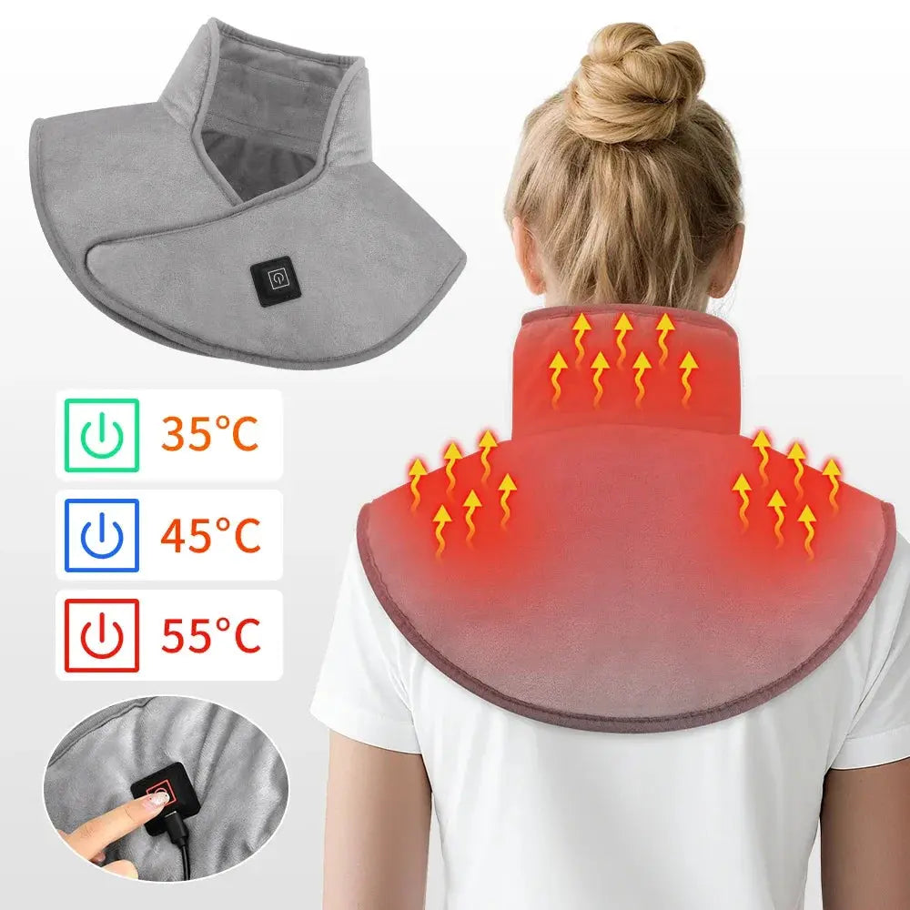 Electric Heating Pad for Neck & Shoulders | 3 Heat Levels Soft Back Wrap