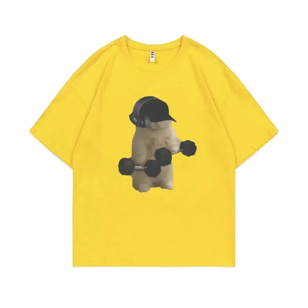 Funny Gym Cat Meme Printed Tshirt Sam Sulek Fitness Pump Cover Memes T-shirts Women Casual T Shirt Summer Clothing Fit2Great