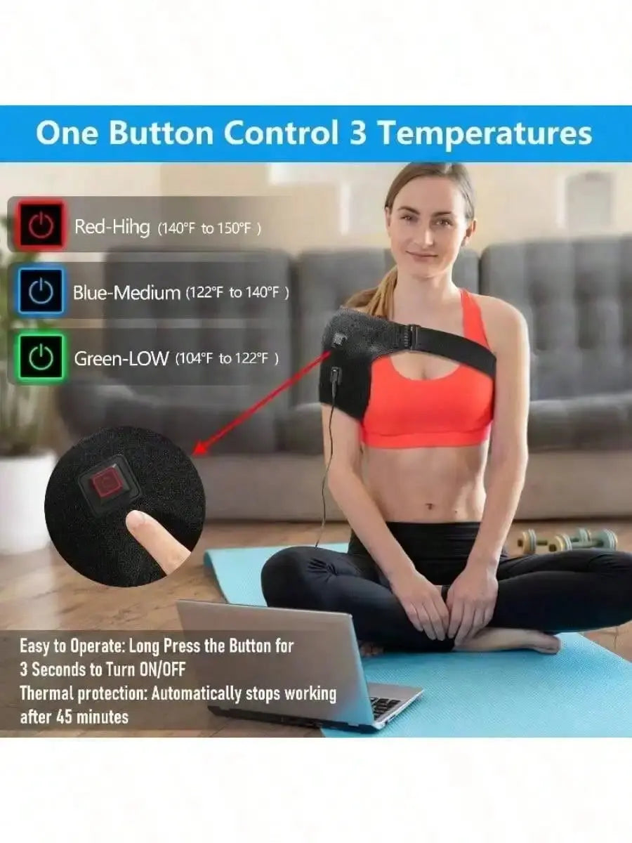Heated Shoulder & Knee Heating Pad with Vibration Therapy | Pain Relief Brace