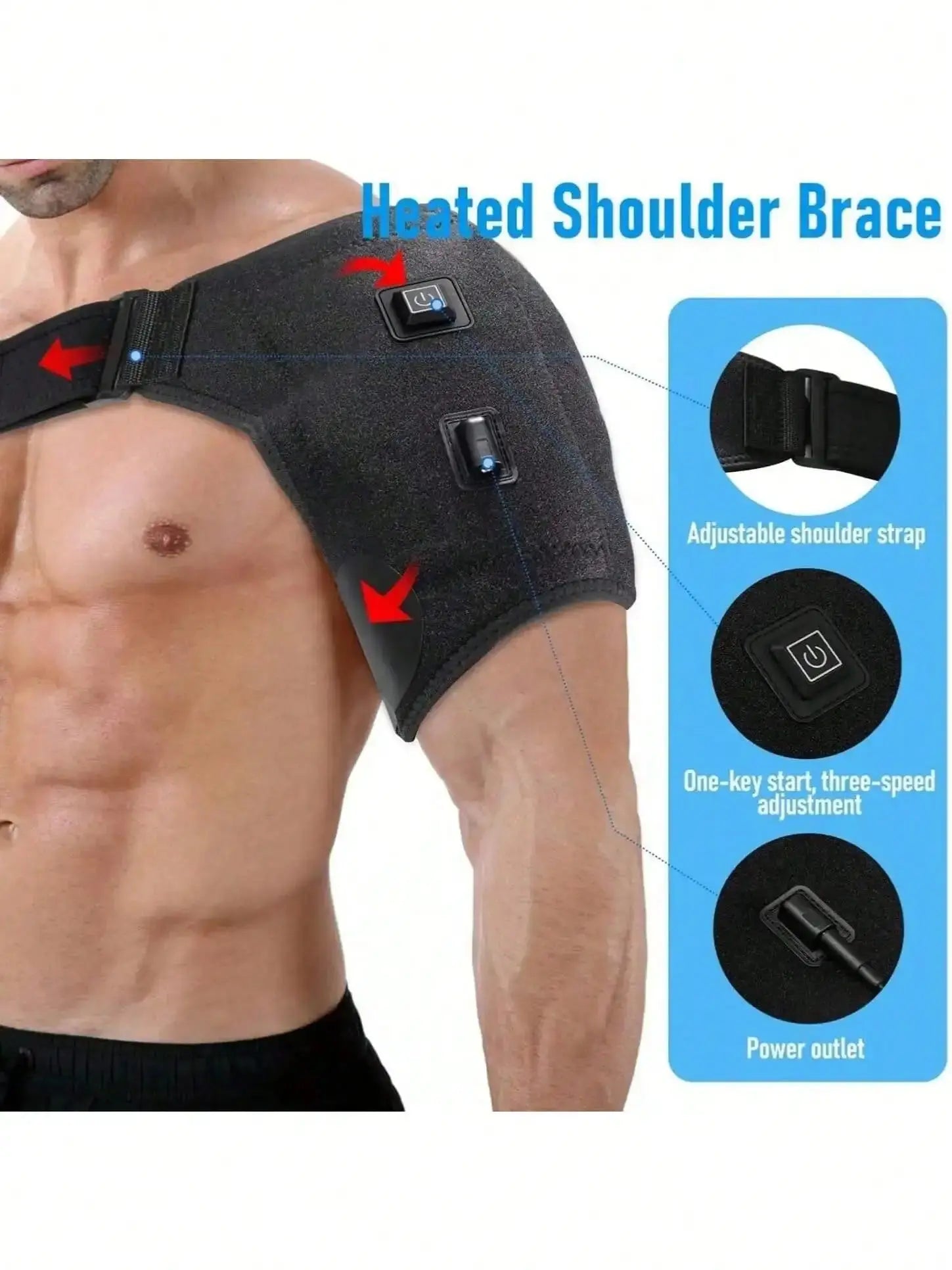 Heated Shoulder & Knee Heating Pad with Vibration Therapy | Pain Relief Brace