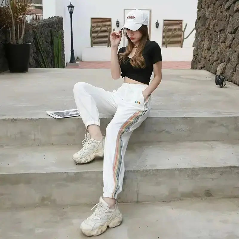 Joggers White Female Pants Fitness Elastic Waist Trousers for Women Clothes Sweatpants Jogging Harem Black with Pockets Sports G Fit2Great