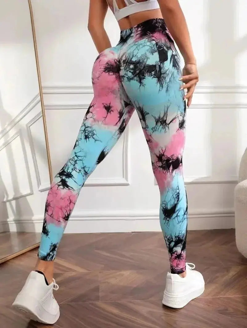 New Tye Die Seamless Yoga Pants 3D Printed Women High Waist Lifting Hip Honey Peach Hip Fitness Gym Leggings Running Sport Pants Fit2Great