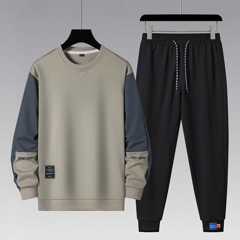 Cross-Border Sports Suit Men's Spring and Autumn Loose Large Size Korean Style Fitness Running Suit Autumn and Winter Thickened and Velvet Two-Piece Set Fit2Great