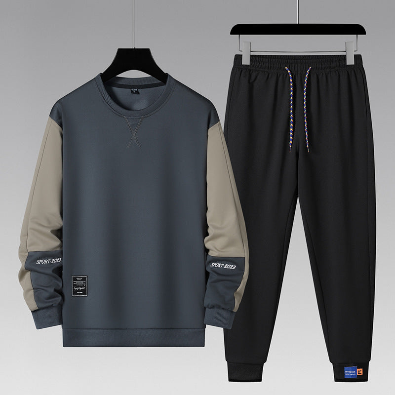 Cross-Border Sports Suit Men's Spring and Autumn Loose Large Size Korean Style Fitness Running Suit Autumn and Winter Thickened and Velvet Two-Piece Set Fit2Great