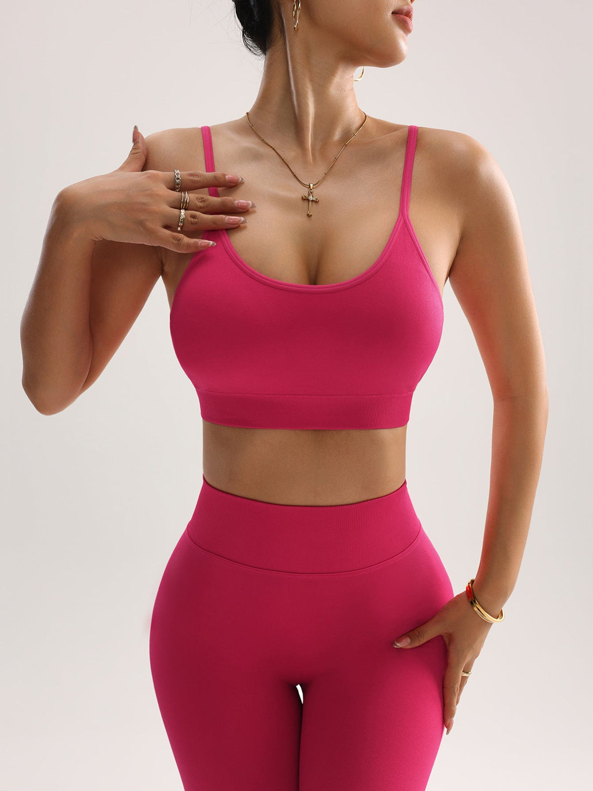 European and American New Cross-Back Yoga Sports Nude Fitness Suit Breathable, Quick-Drying, Moisture-Wicking, Shock-Absorbing and Gathering Fit2Great