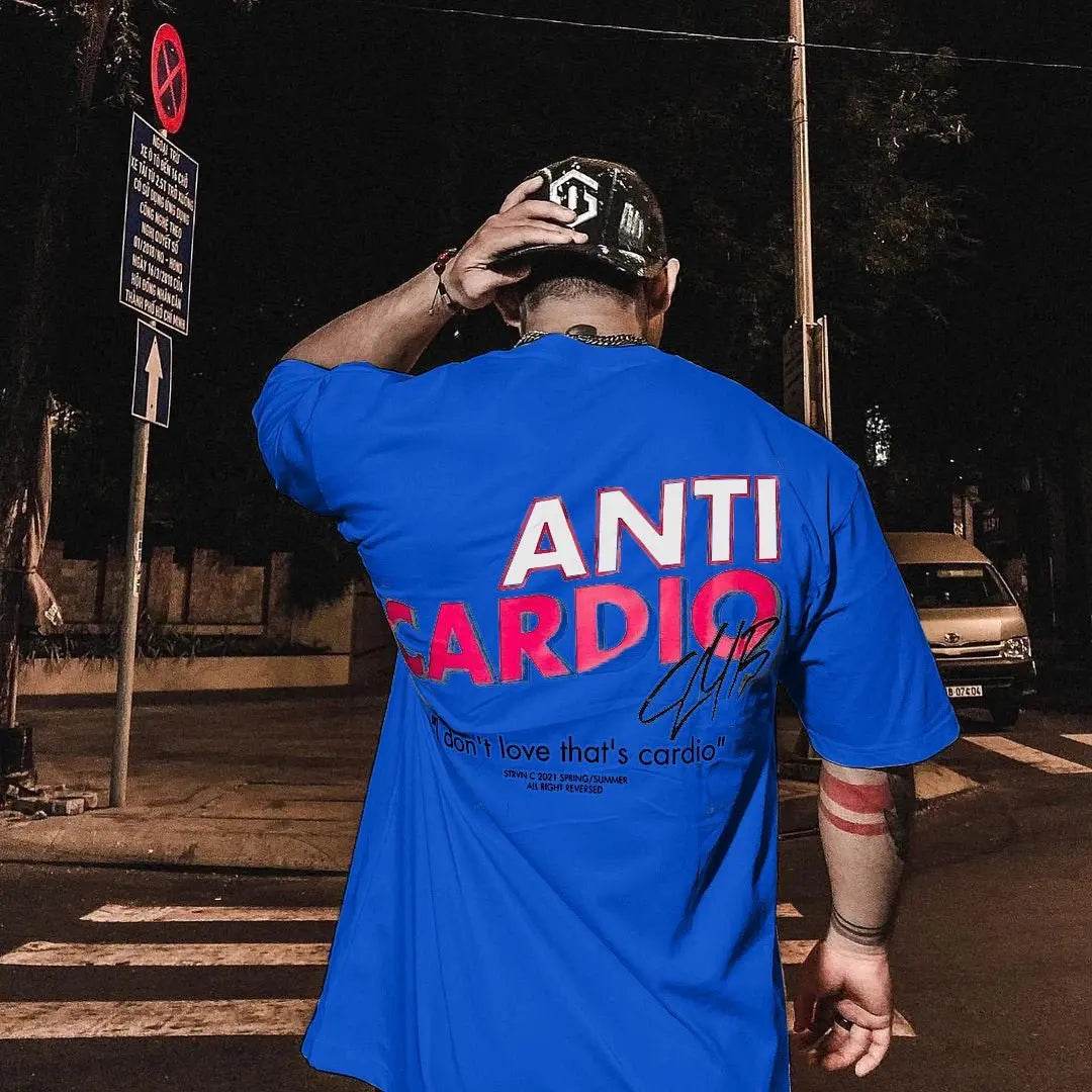 Oversized Fitness T-Shirt – Funny “Anti Cardio” - Fit2Great