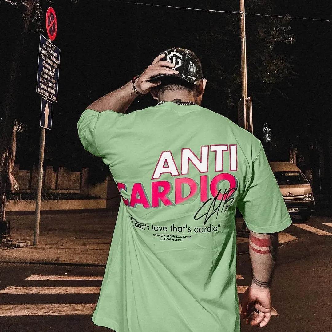 Oversized Fitness T-Shirt – Funny “Anti Cardio” - Fit2Great