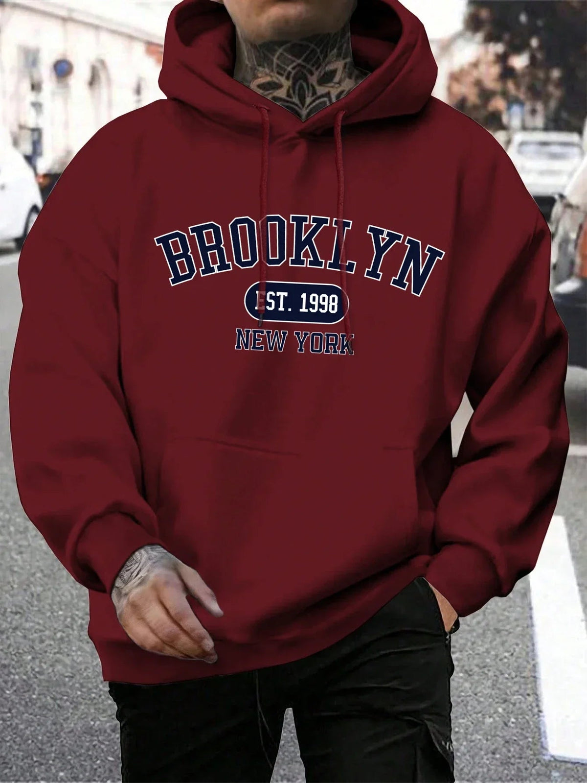 Men Hoodies Harajuku Crewneck Hoodie Fashion Oversize Hoody Autumn Comfortable Tracksuit Brooklyn Est 1998 New York Printing Fit2Great