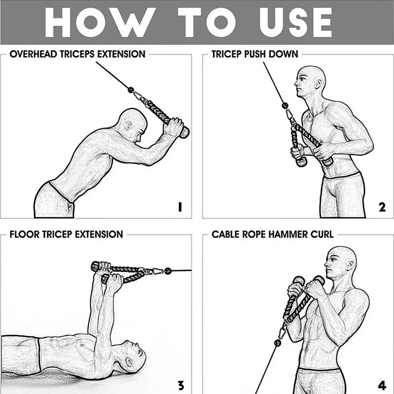 Triceps Rope Pull Down Cable – Durable, Comfortable Grip
