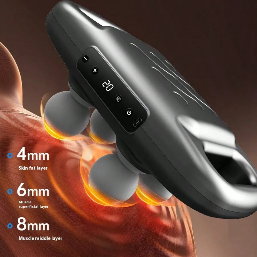 Professional Four-Head Fascia Massage Gun – Deep Tissue Relief