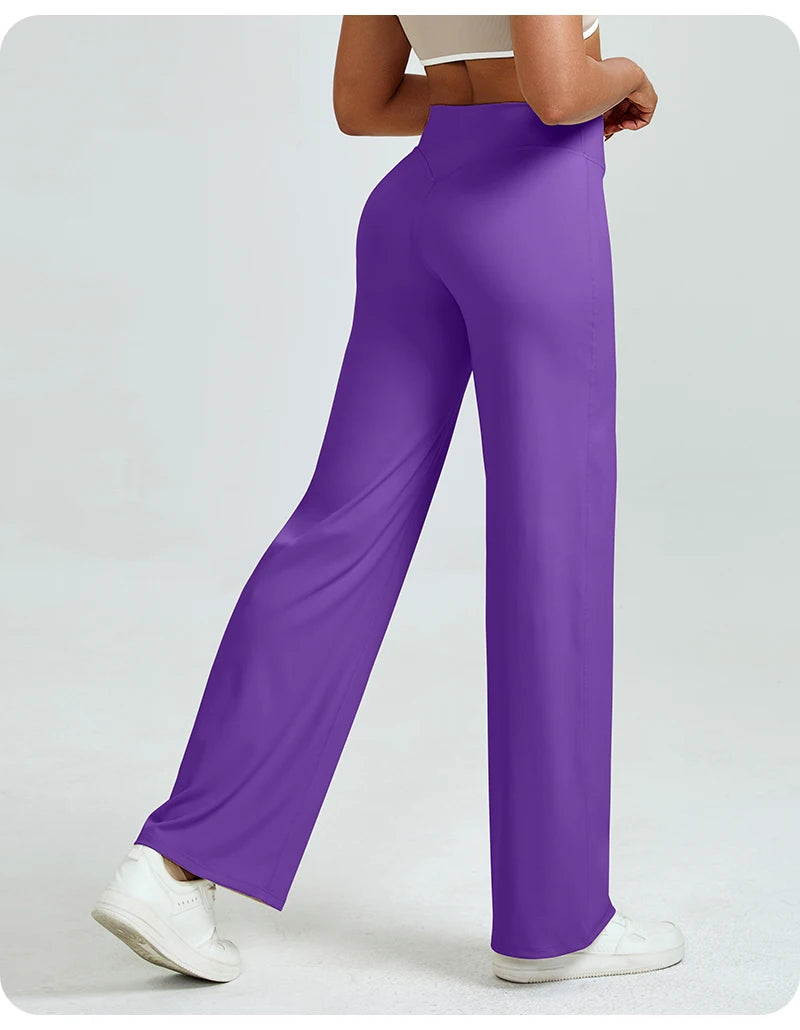 High Waisted Straight Leg Yoga Pants for Women, Naked Feeling Butt Lifting Loose Fit Workout Trousers, Slimming Gym Pants Fit2Great