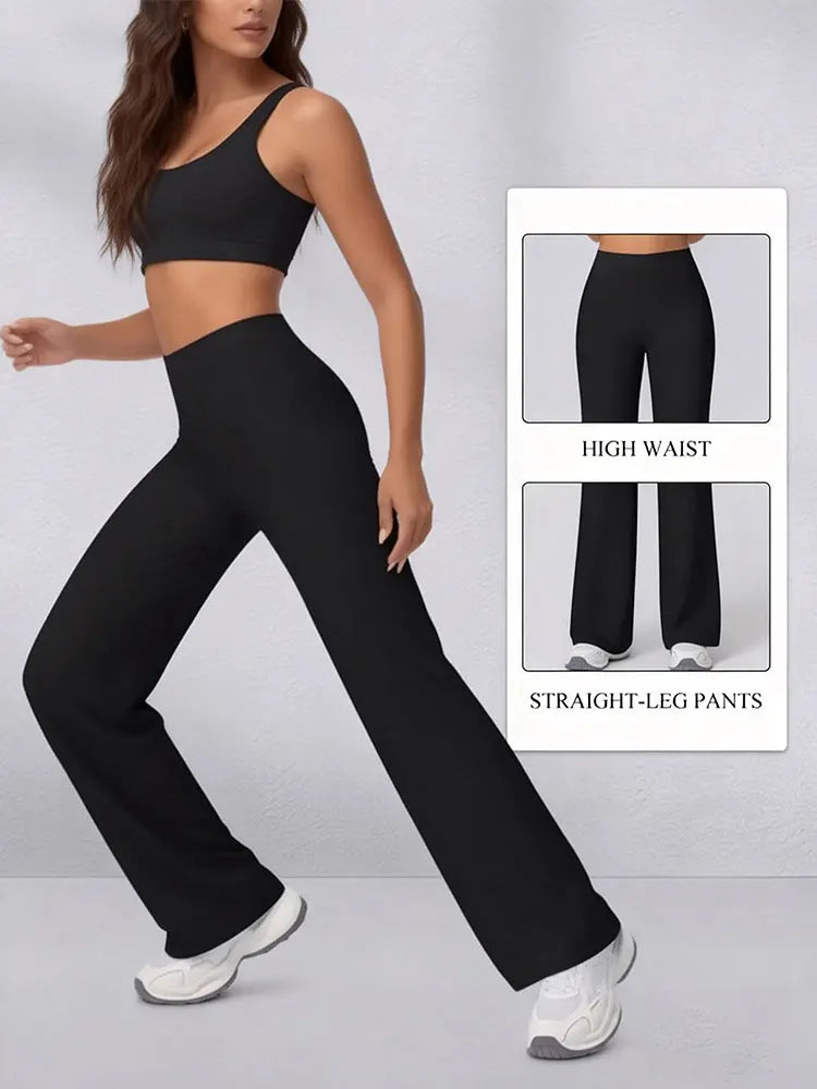 Yoga Pants Womens Trousers High Waisted Straight Wide Leg Leggings Hip up Sports Tights Suitable For Yoga Gym Casual Clothings Fit2Great