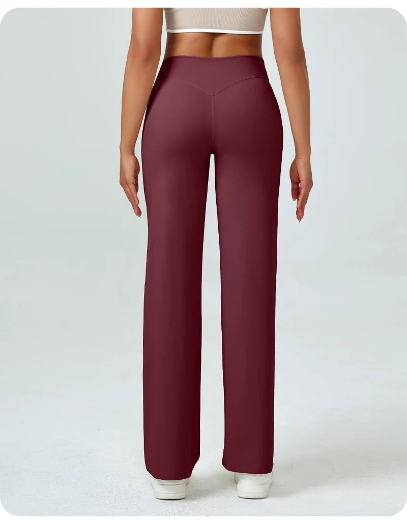 High Waisted Straight Leg Yoga Pants for Women, Naked Feeling Butt Lifting Loose Fit Workout Trousers, Slimming Gym Pants Fit2Great