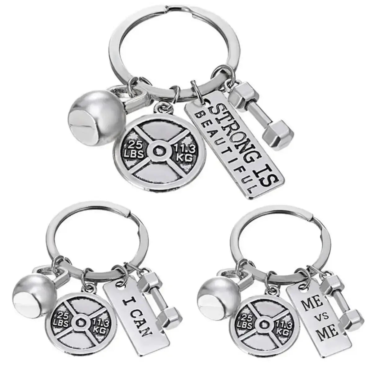 Strength Sports Barbell Dumbbell Charm Weight Fitness With Words Gym Crossfit Gifts Keyring Keychain Car Key Rings For Men Gift Fit2Great