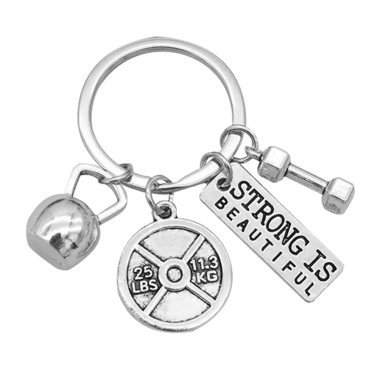 Strength Sports Barbell Dumbbell Charm Weight Fitness With Words Gym Crossfit Gifts Keyring Keychain Car Key Rings For Men Gift Fit2Great