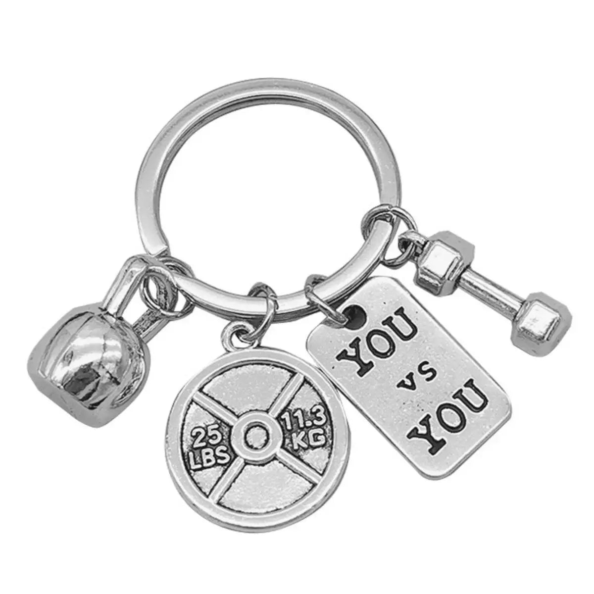 Strength Sports Barbell Dumbbell Charm Weight Fitness With Words Gym Crossfit Gifts Keyring Keychain Car Key Rings For Men Gift Fit2Great