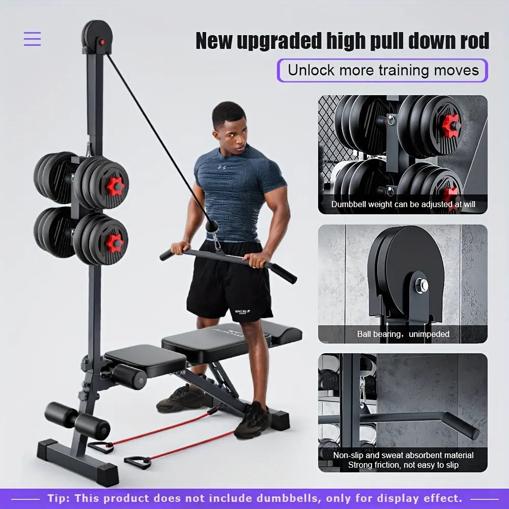 Versatile Home Gym Bench with Pull-Up Bar & Sit-Up Assist - Adjustable, Multi-Functional Fitness Equipment for Full Body Workout (Dumbbells Not Included), High Pull Rod, Bird Bench Fit2Great