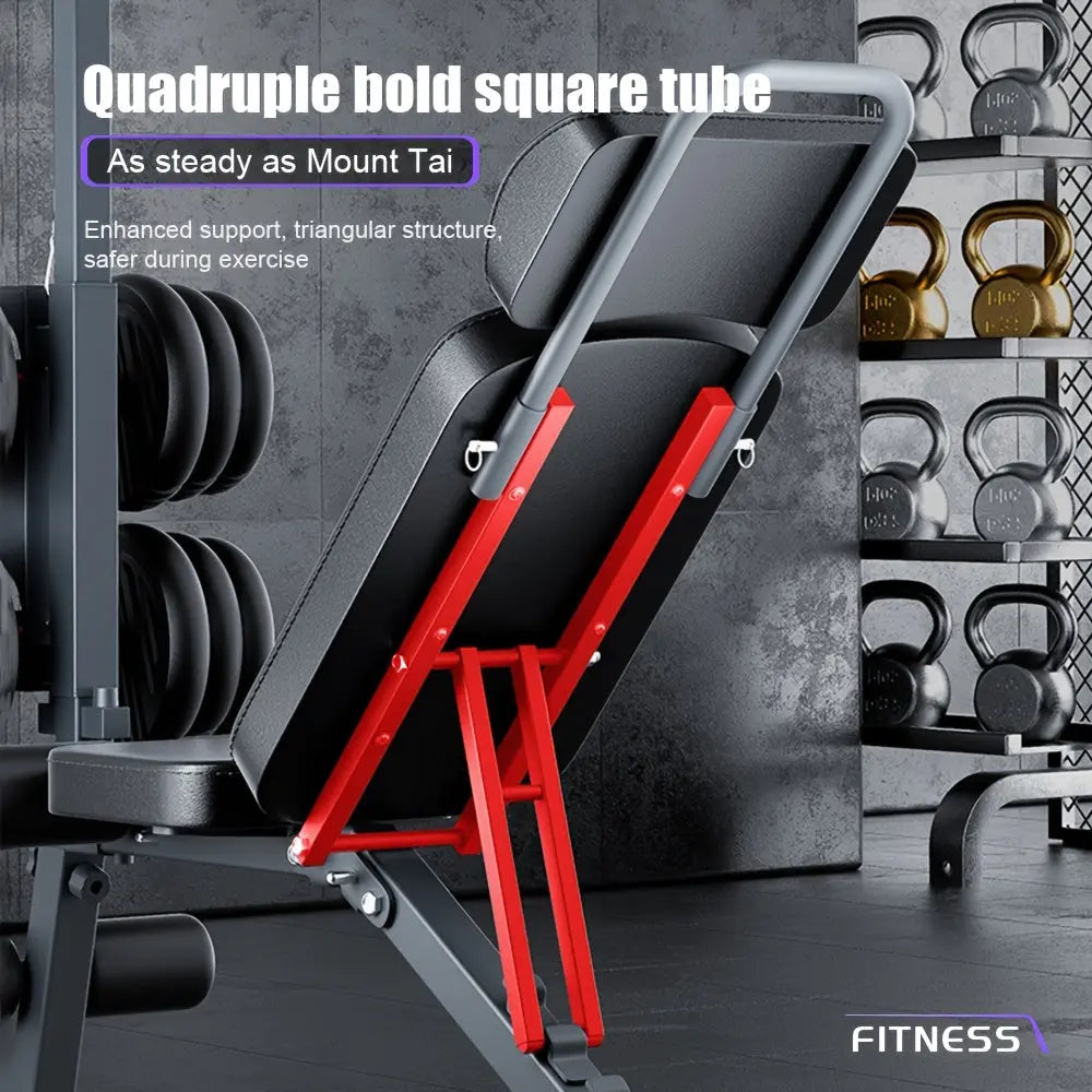 Versatile Home Gym Bench with Pull-Up Bar & Sit-Up Assist - Adjustable, Multi-Functional Fitness Equipment for Full Body Workout (Dumbbells Not Included), High Pull Rod, Bird Bench Fit2Great