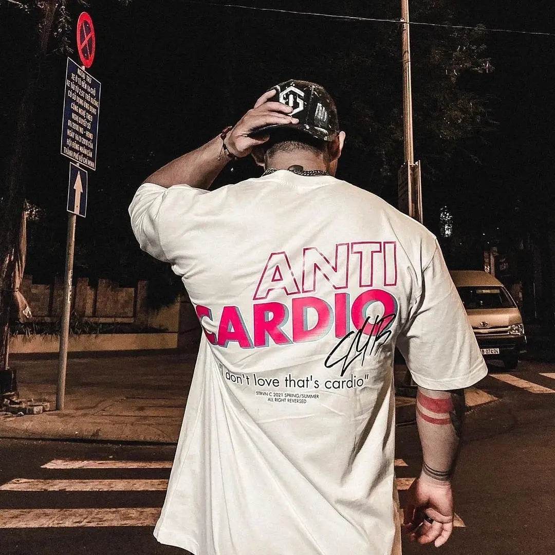 Oversized Fitness T-Shirt – Funny “Anti Cardio” - Fit2Great