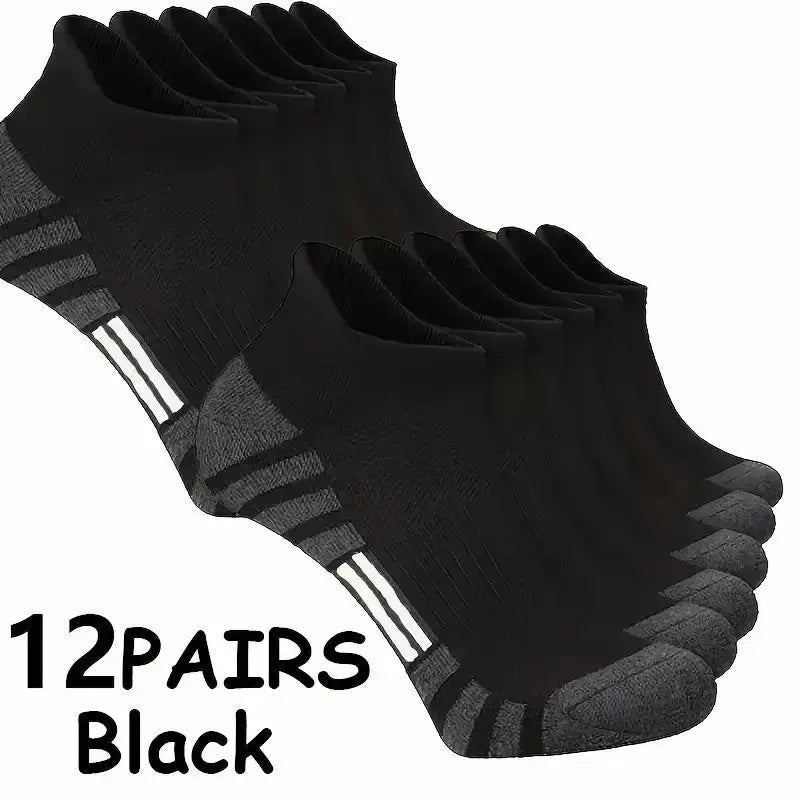 12 Pairs Men Breathable Sports Ankle Socks Arch Support Design for All Seasons Comfortable Durable Running Fitness Casual Socks Fit2Great