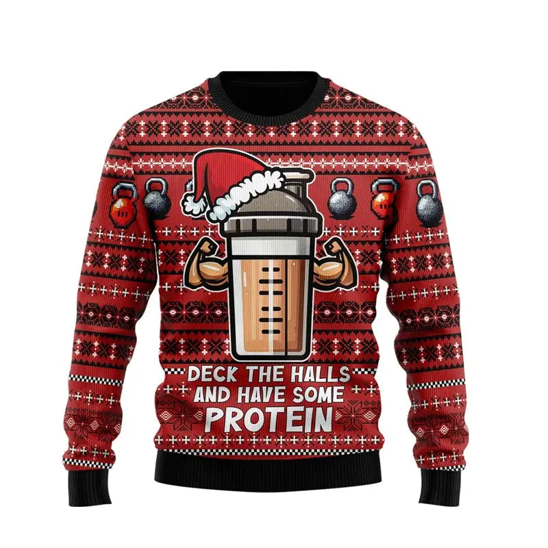 2025 Fitness Ugly Christmas Sweatshirts For Women Clothes Sport Gym Power Lifting Men Ugly Sweater Dumbbel Unisex Pullovers Tops Fit2Great
