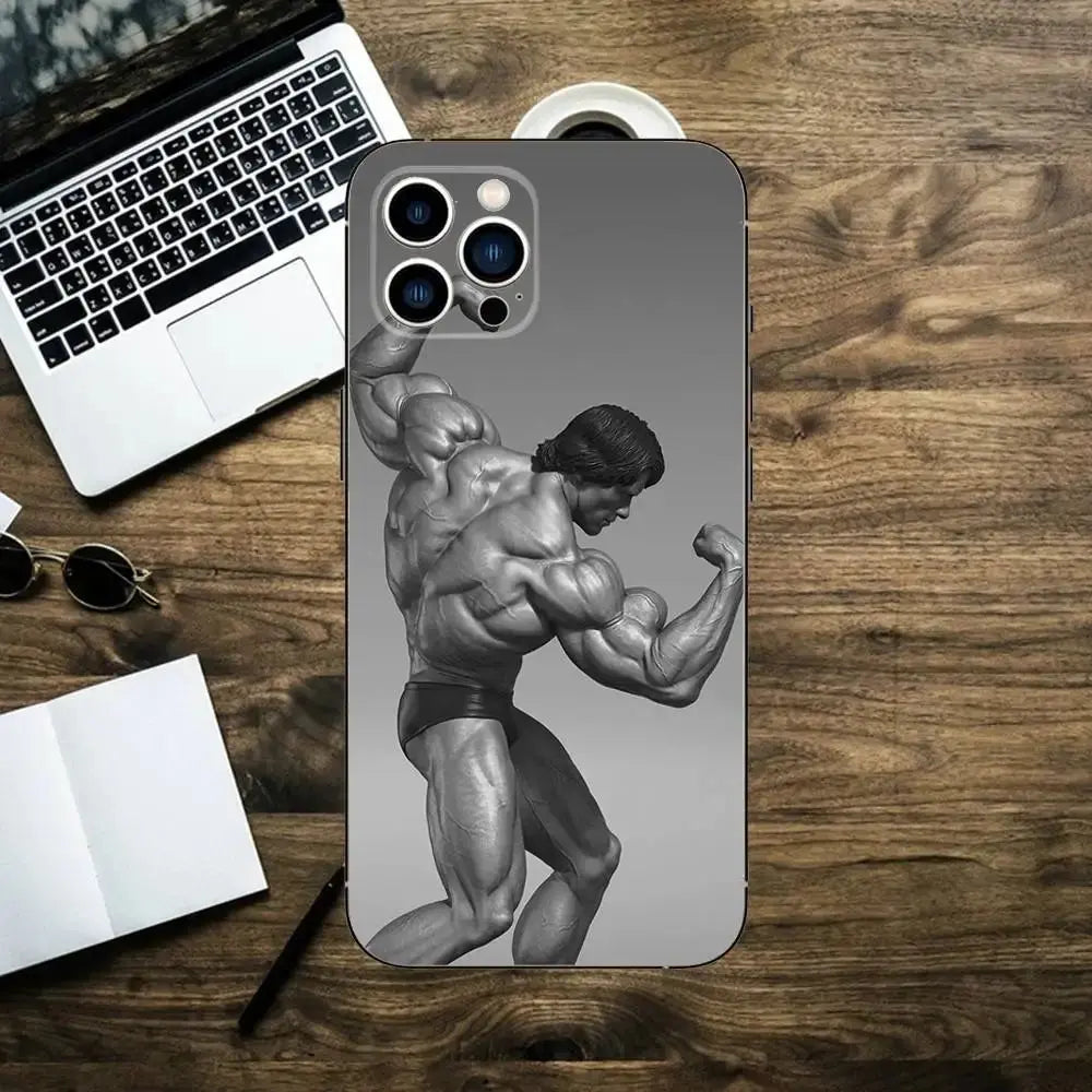 Arnold Schwarzenegger Phone Case For iPhone 16,15,14,13,12,11,XS,XR,X,8,7,Pro,Max,Plus,mini Silicone Black Cover Fit2Great