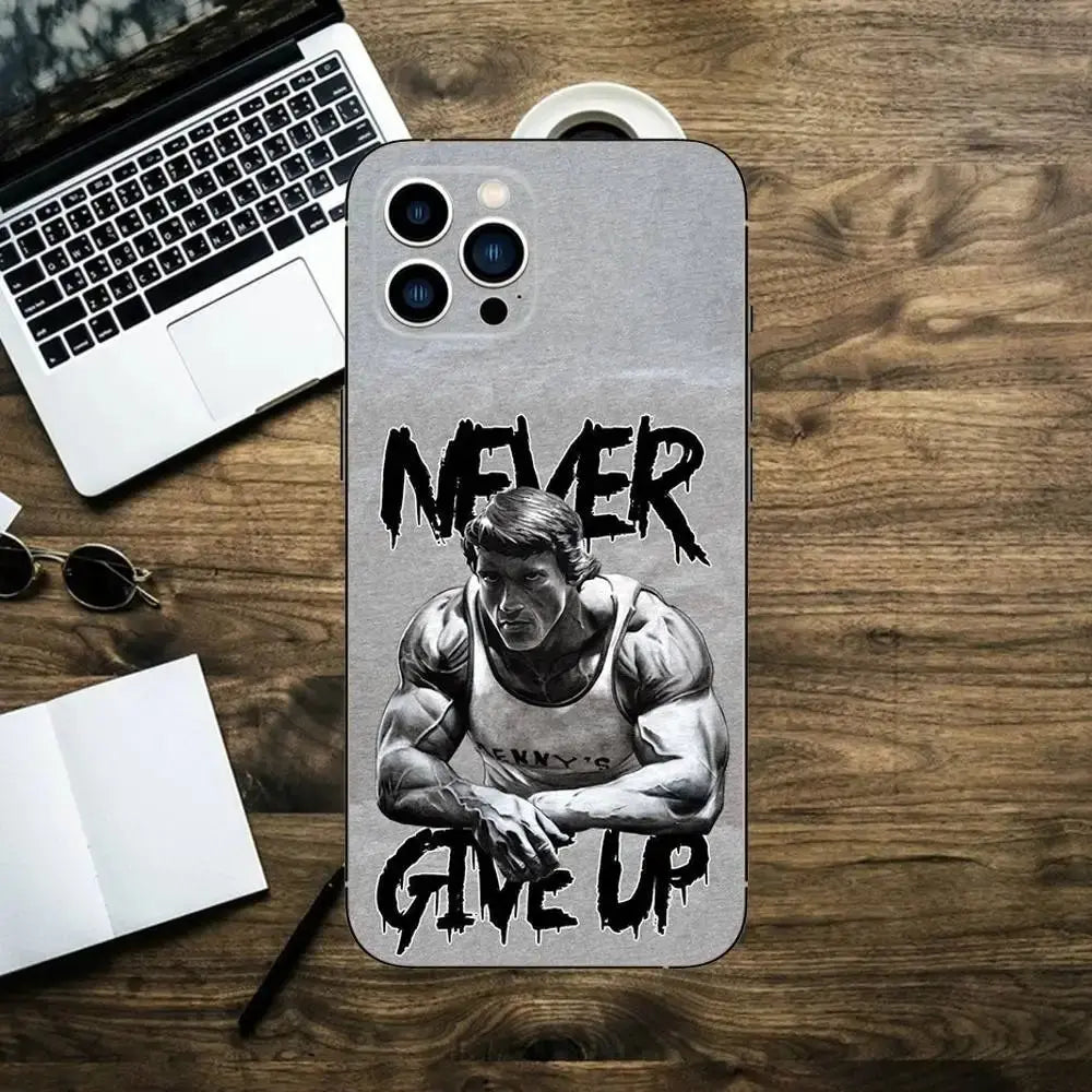 Arnold Schwarzenegger Phone Case For iPhone 16,15,14,13,12,11,XS,XR,X,8,7,Pro,Max,Plus,mini Silicone Black Cover Fit2Great