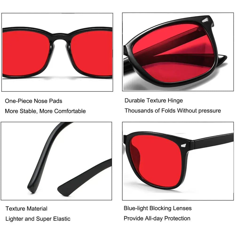 Blue Light Glasses For Blue Light Blocking Red Lens For Computer Gaming Reduce Eyestrain Bluelight Glasses Men Sleep Glasses Fit2Great