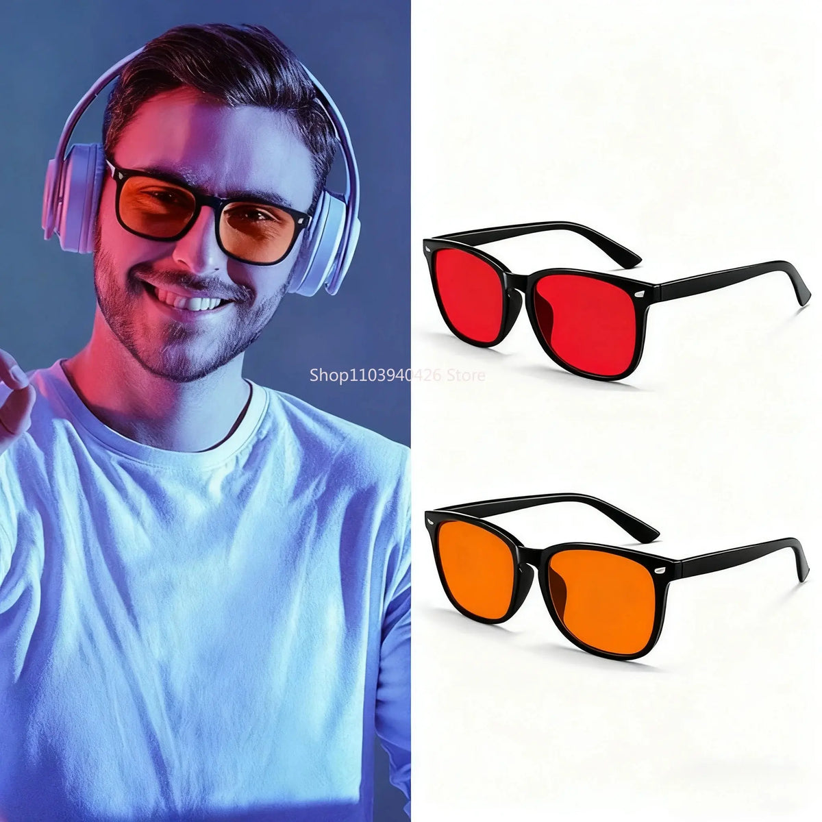 Blue Light Glasses Men Sleep Glasses For Blue Light Blocking Red Lens For Computer Gaming Reduce Eyestrain Bluelight Glasses Fit2Great