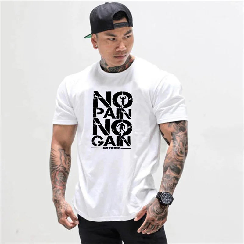 Gym Clothing Men workout T Shirt  NO PAIN NO GAIN