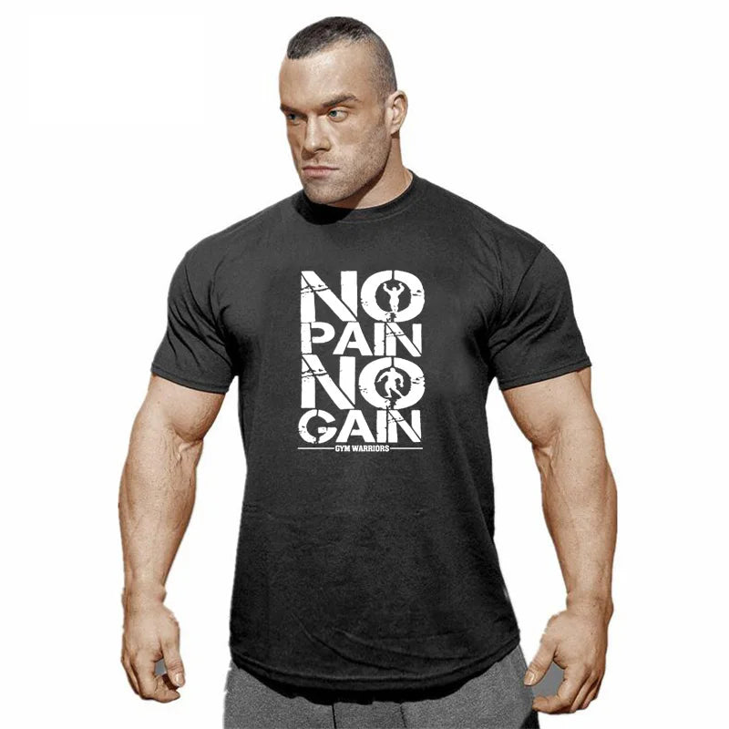 Gym Clothing Men workout T Shirt  NO PAIN NO GAIN