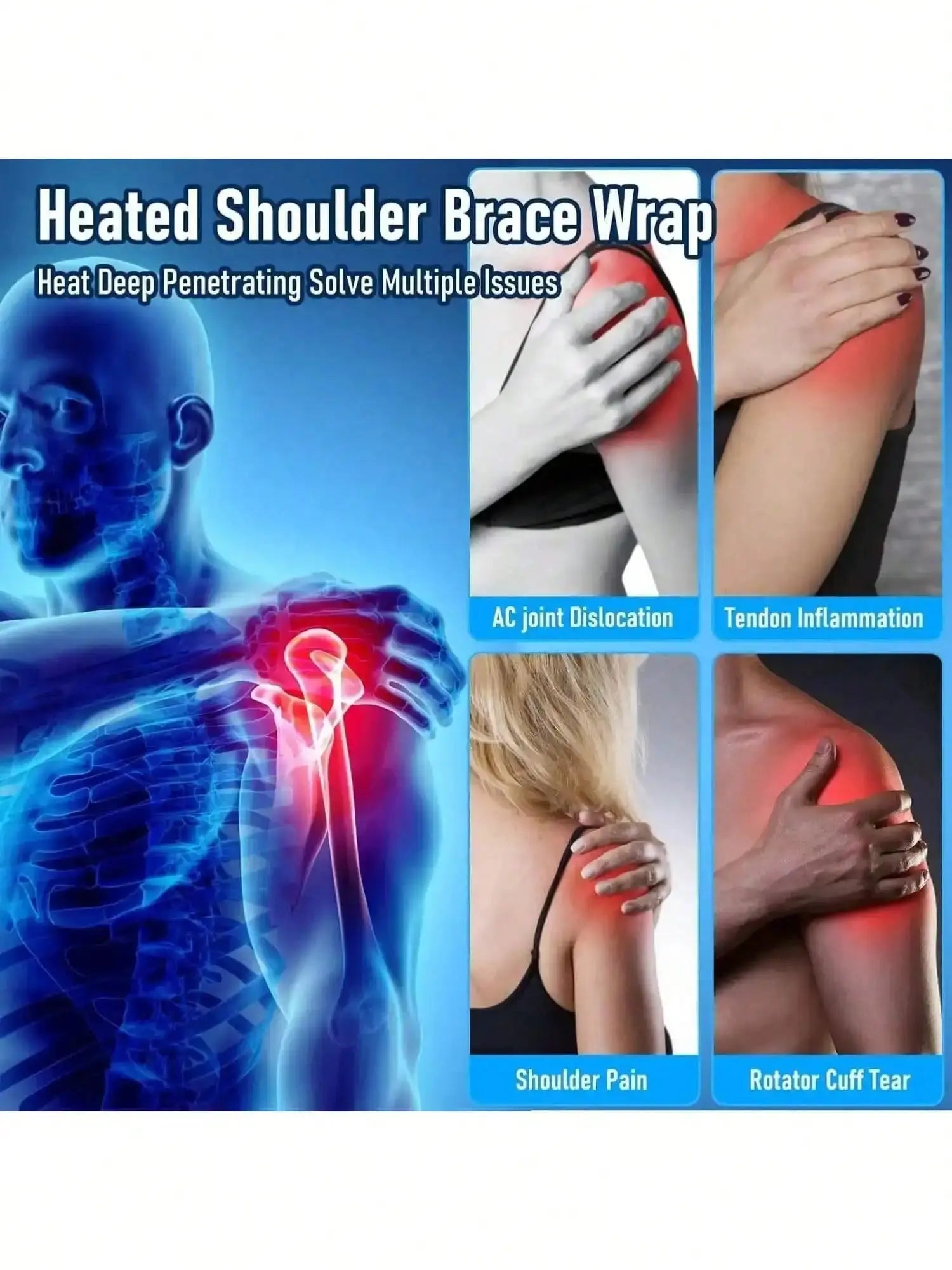 Heated Shoulder & Knee Heating Pad with Vibration Therapy | Pain Relief Brace