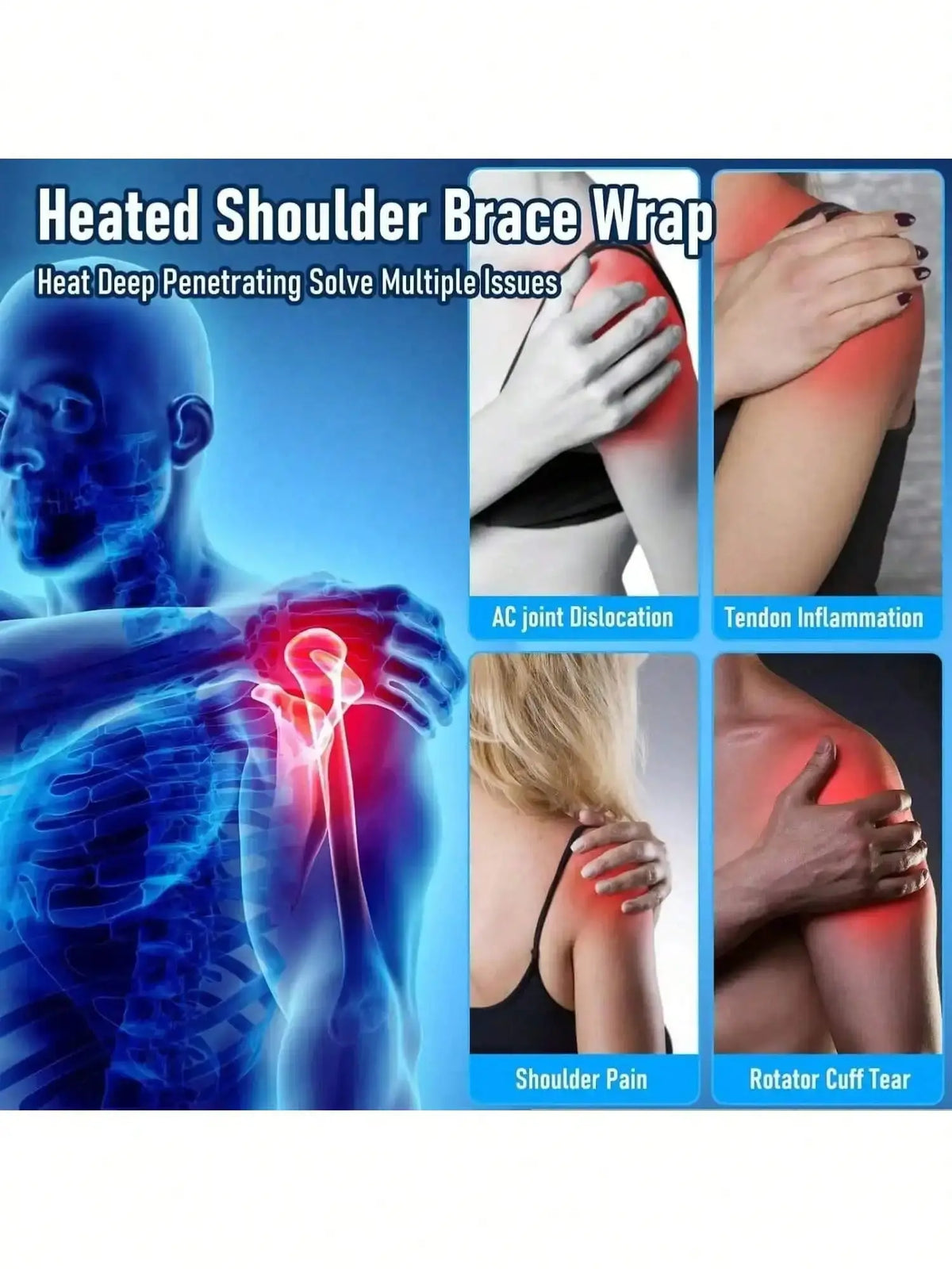 Heated Shoulder & Knee Heating Pad with Vibration Therapy | Pain Relief Brace Fit2Great