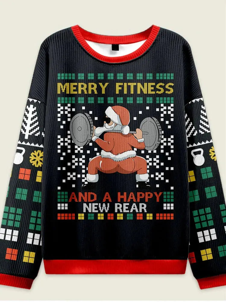 New 3D Printed Muscle Santa Ugly Christmas Sweaters Funny Fitness Santa Claus Pattern Holiday Xmas Sweatshirt Unisex Tracksuits Fit2Great