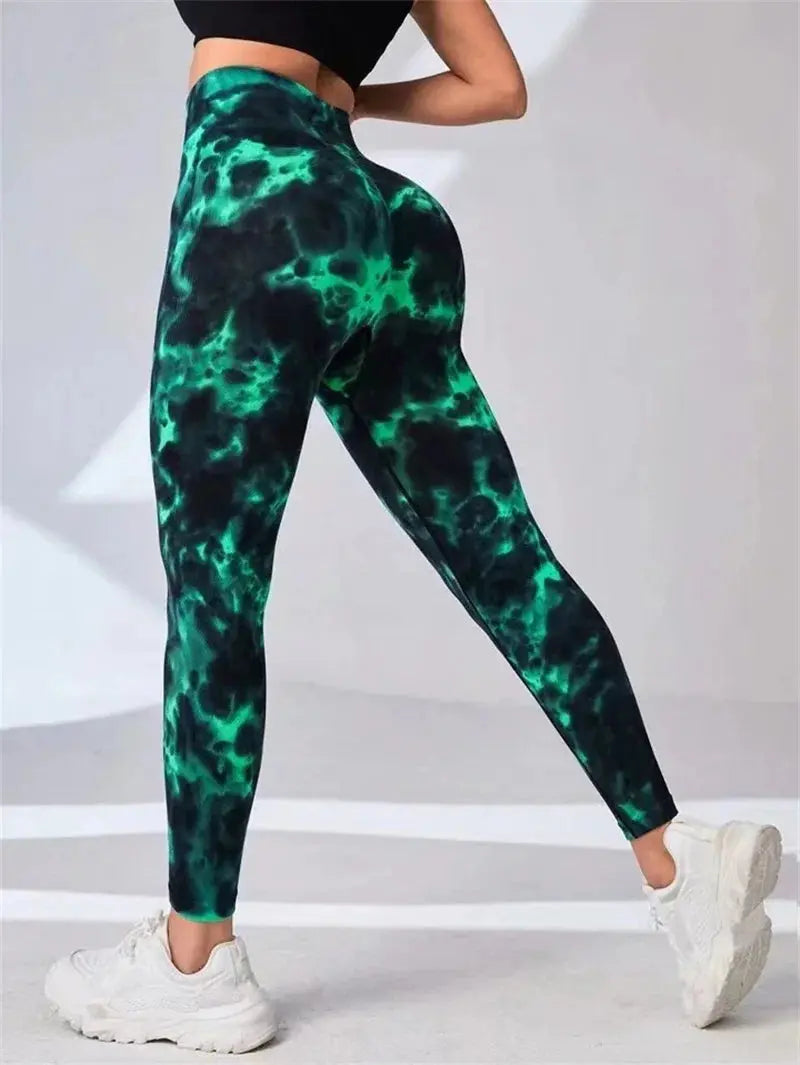 New Tye Die Seamless Yoga Pants 3D Printed Women High Waist Lifting Hip Honey Peach Hip Fitness Gym Leggings Running Sport Pants Fit2Great