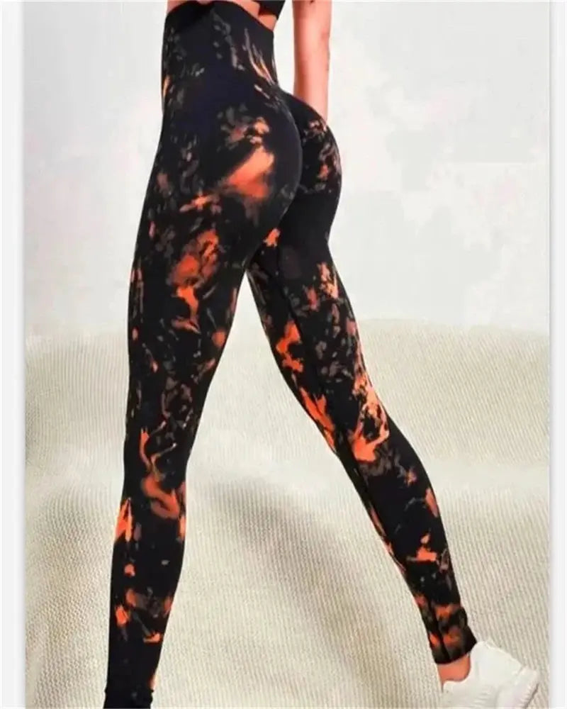 New Tye Die Seamless Yoga Pants 3D Printed Women High Waist Lifting Hip Honey Peach Hip Fitness Gym Leggings Running Sport Pants Fit2Great