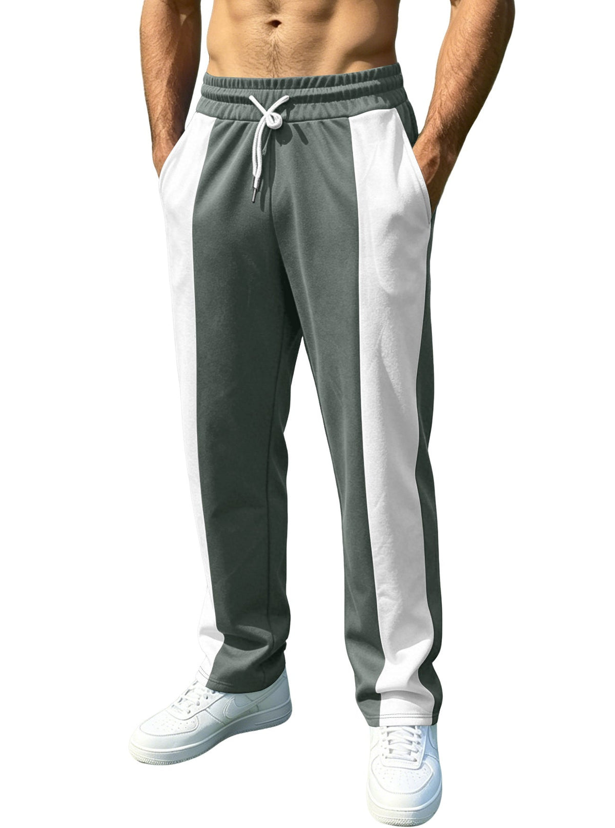 Cross-border Independent Station American Men's Leisure Sports Loose Health Cloth Waist Jogging Quick-drying Stitching Contrast Pants Fit2Great
